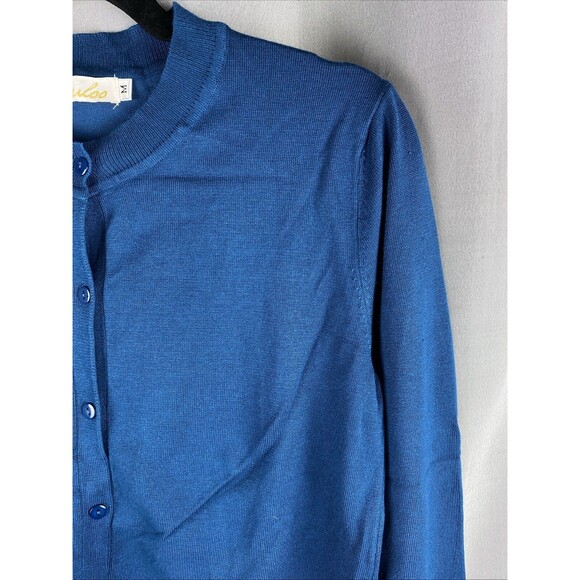 Huuloo Women's Sz M Dark Teal Button Down Cardigan Sweater - Picture 4 of 10